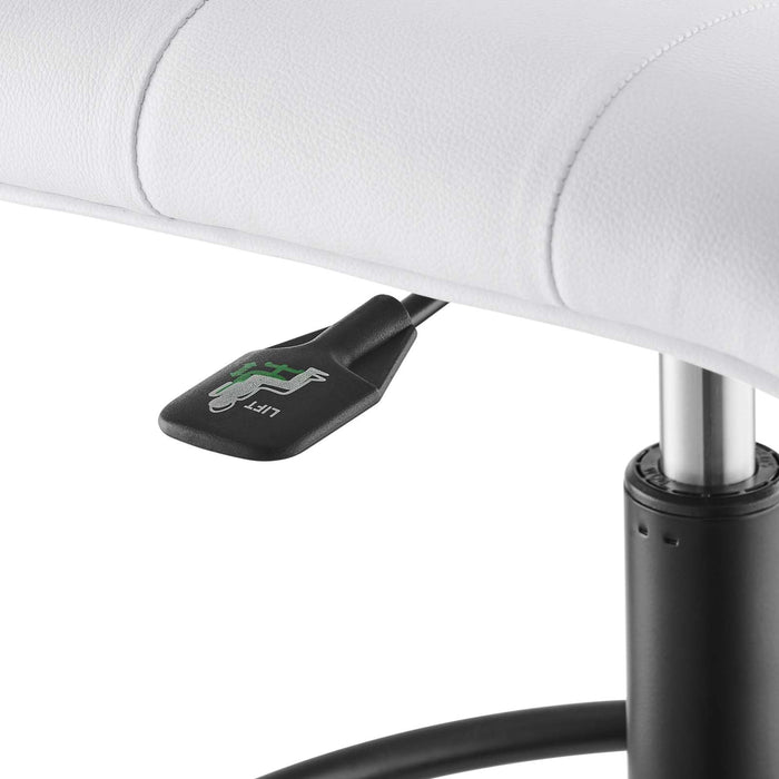 Prim Armless Vegan Leather Drafting Chair – Modern Swivel Stool with Tufted Design for Comfort