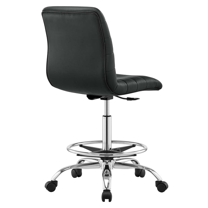 Modway Ripple Armless Vegan Leather Drafting Chair Living Room Furniture - Lifestyle View