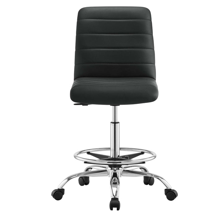 Modway Ripple Armless Vegan Leather Drafting Chair Living Room Furniture - Dimensions