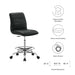 Modway Ripple Armless Vegan Leather Drafting Chair Living Room Furniture in Black - Side View