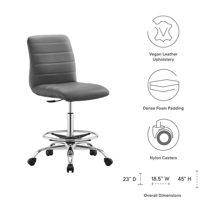 Modway Ripple Armless Vegan Leather Drafting Chair Living Room Furniture - View 10