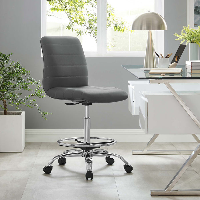 Modway Ripple Armless Vegan Leather Drafting Chair Living Room Furniture - View 9