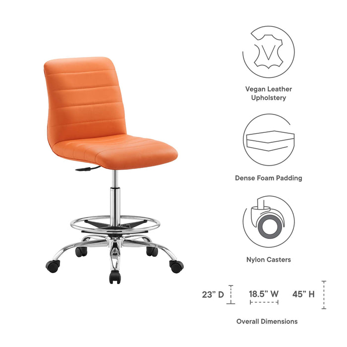 Modway Ripple Armless Vegan Leather Drafting Chair Living Room Furniture - View 19