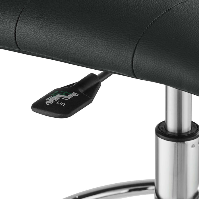 Prim Armless Vegan Leather Drafting Chair – Modern Swivel Stool with Tufted Design for Comfort