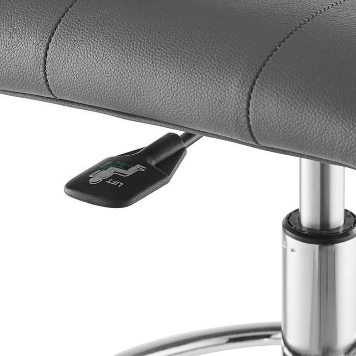 Prim Armless Vegan Leather Drafting Chair – Modern Swivel Stool with Tufted Design for Comfort