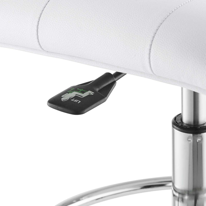 Prim Armless Vegan Leather Drafting Chair – Modern Swivel Stool with Tufted Design for Comfort