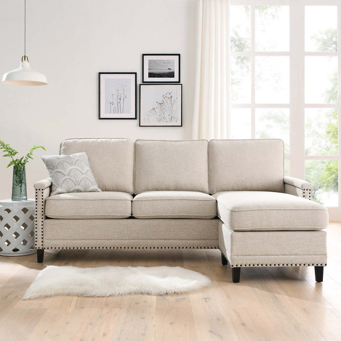 Ashton Upholstered Fabric Sectional Sofa - Modern Comfort with Classic Nailhead Trim Design