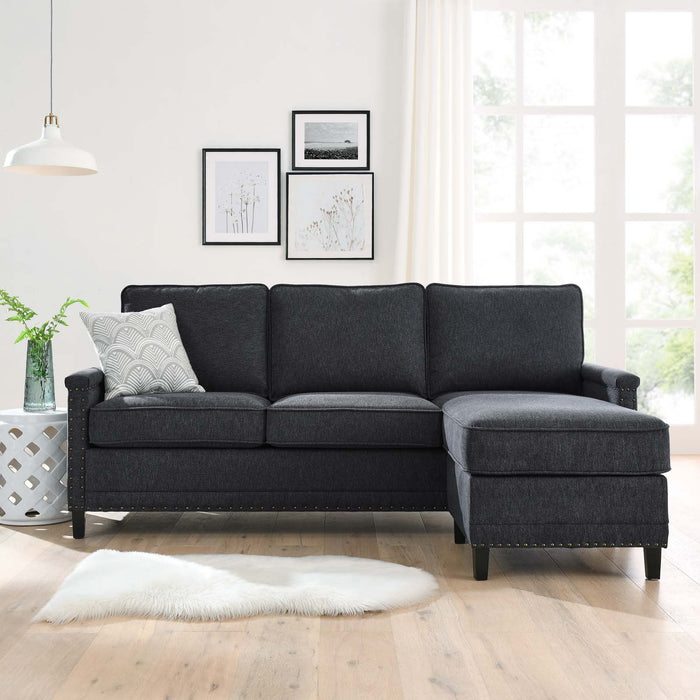 Ashton Upholstered Fabric Sectional Sofa - Modern Comfort with Classic Nailhead Trim Design