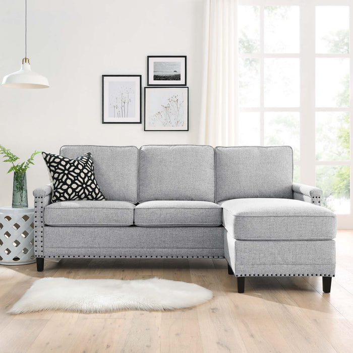 Ashton Upholstered Fabric Sectional Sofa - Modern Comfort with Classic Nailhead Trim Design