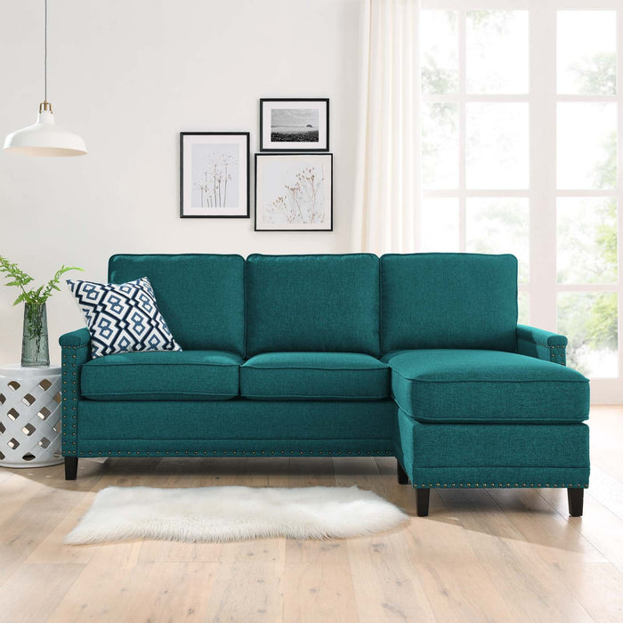 Ashton Upholstered Fabric Sectional Sofa - Modern Comfort with Classic Nailhead Trim Design
