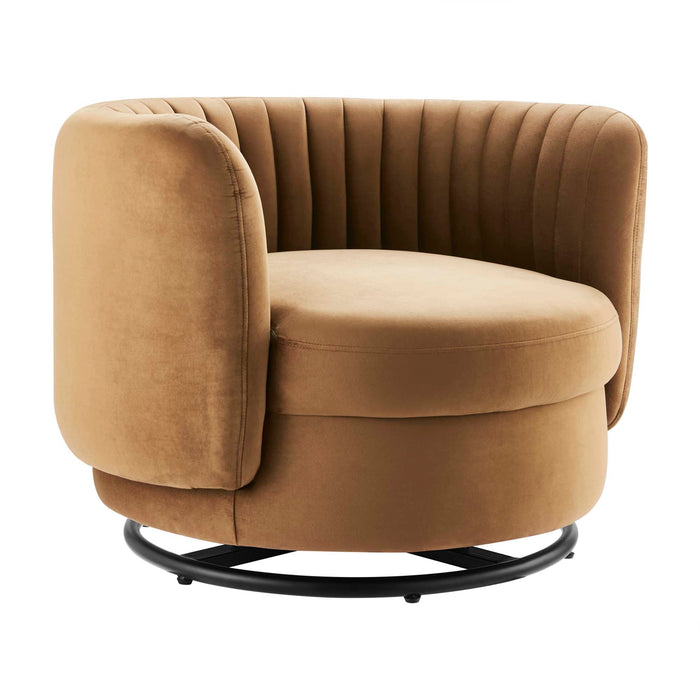 Embrace Tufted Performance Velvet Swivel Chair - alternate angle view
