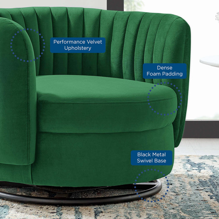 Embrace Tufted Performance Velvet Swivel Chair - view 10
