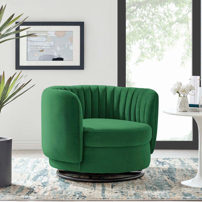 Embrace Tufted Performance Velvet Swivel Chair - view 8