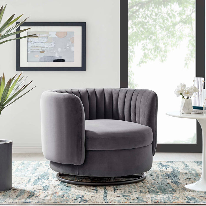 Embrace Tufted Performance Velvet Swivel Chair - view 15