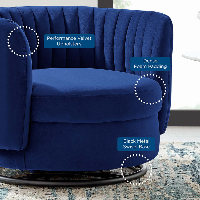 Embrace Tufted Performance Velvet Swivel Chair - view 24