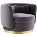 Modway Relish Performance Velvet Swivel Chair Living Room Furniture in Blue