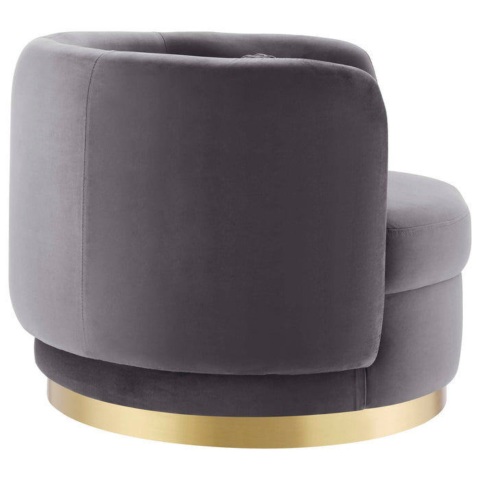 Modway Relish Performance Velvet Swivel Chair Living Room Furniture in Blue - Detail View