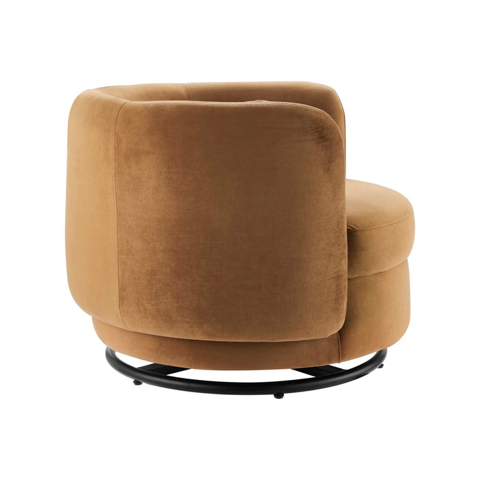Relish Performance Velvet Swivel Chair - in lifestyle setting