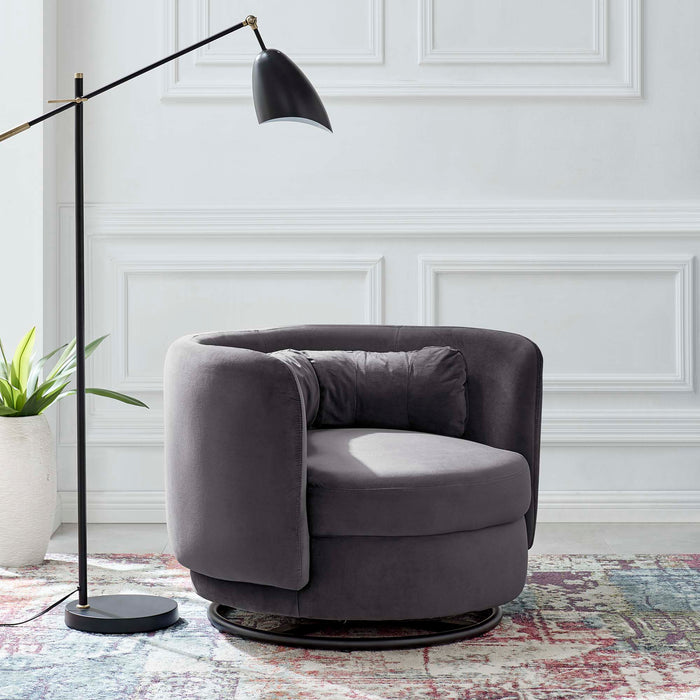 Relish Performance Velvet Swivel Chair - view 15