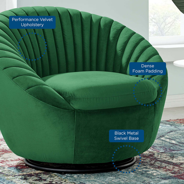 Whirr Tufted Performance Velvet Swivel Chair - view 10