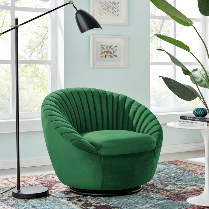 Whirr Tufted Performance Velvet Swivel Chair - view 8