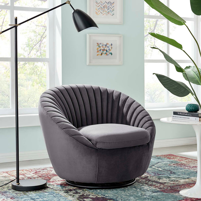 Whirr Tufted Performance Velvet Swivel Chair - view 15