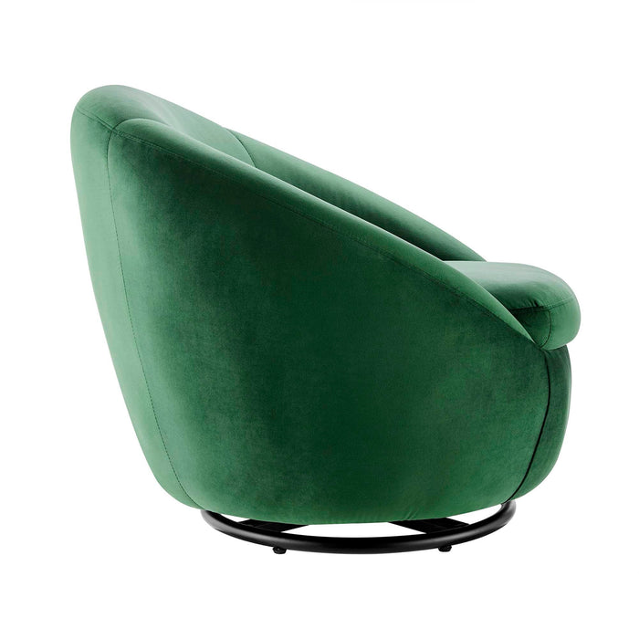 Buttercup Performance Velvet Swivel Chair - in lifestyle setting