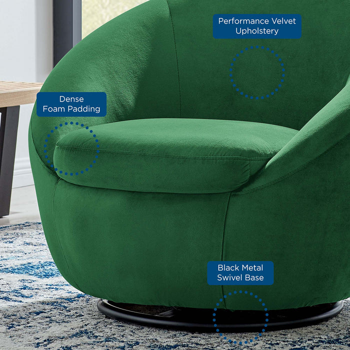 Buttercup Performance Velvet Swivel Chair - detail close-up