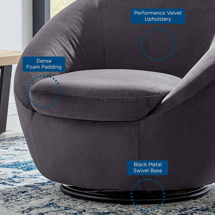 Buttercup Performance Velvet Swivel Chair - view 10