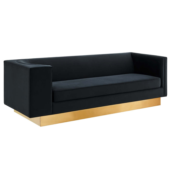 Eminence Upholstered Performance Velvet Sofa - alternate angle view
