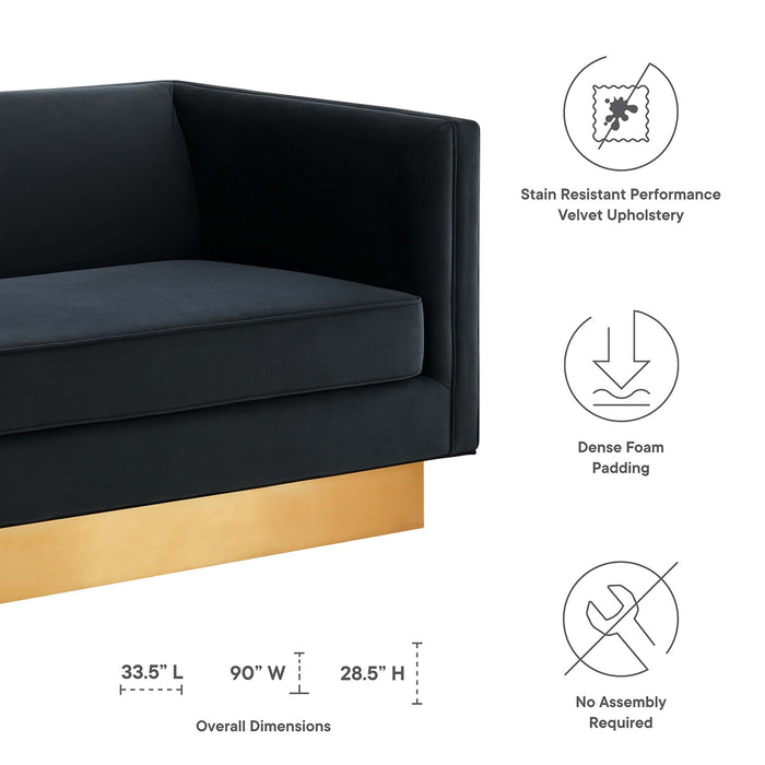 Eminence Upholstered Performance Velvet Sofa - detail close-up