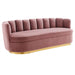 Victoria Channel Tufted Performance Velvet Sofa Dusty Rose