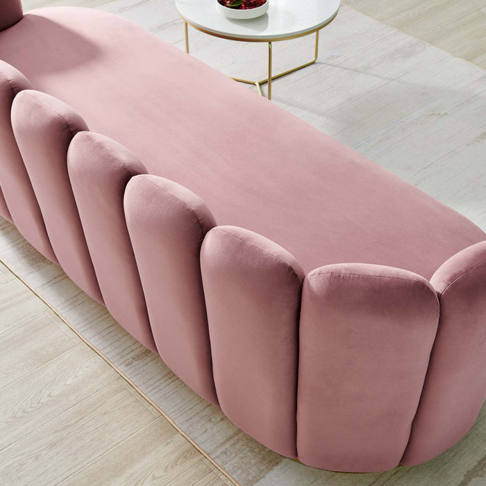 Victoria Channel Tufted Performance Velvet Sofa Dusty Rose