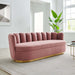 Victoria Channel Tufted Performance Velvet Sofa Dusty Rose