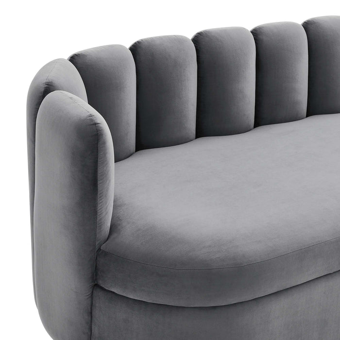 Victoria Channel Tufted Performance Velvet Sofa Gray