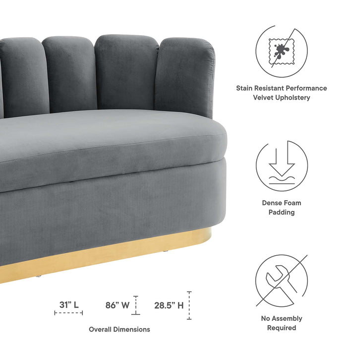 Victoria Channel Tufted Performance Velvet Sofa Gray