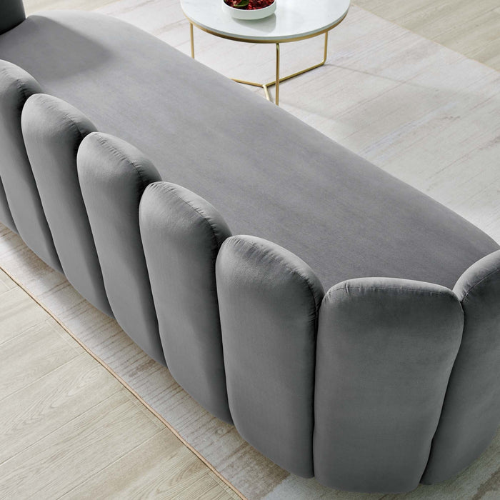 Victoria Channel Tufted Performance Velvet Sofa Gray
