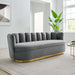 Victoria Channel Tufted Performance Velvet Sofa Gray