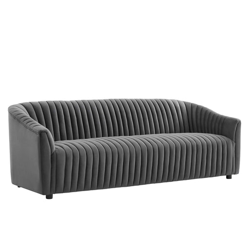 Announce Performance Velvet Channel Tufted Sofa Charcoal
