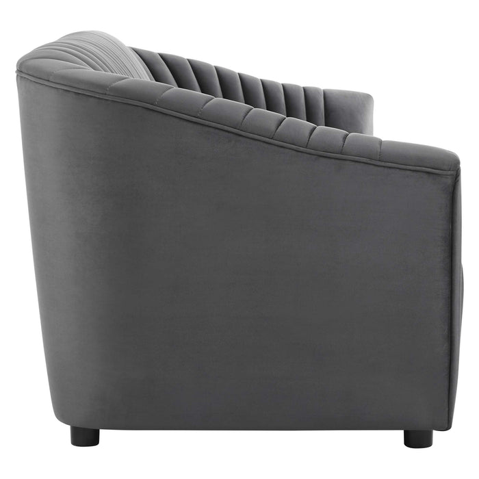 Announce Performance Velvet Channel Tufted Sofa Charcoal