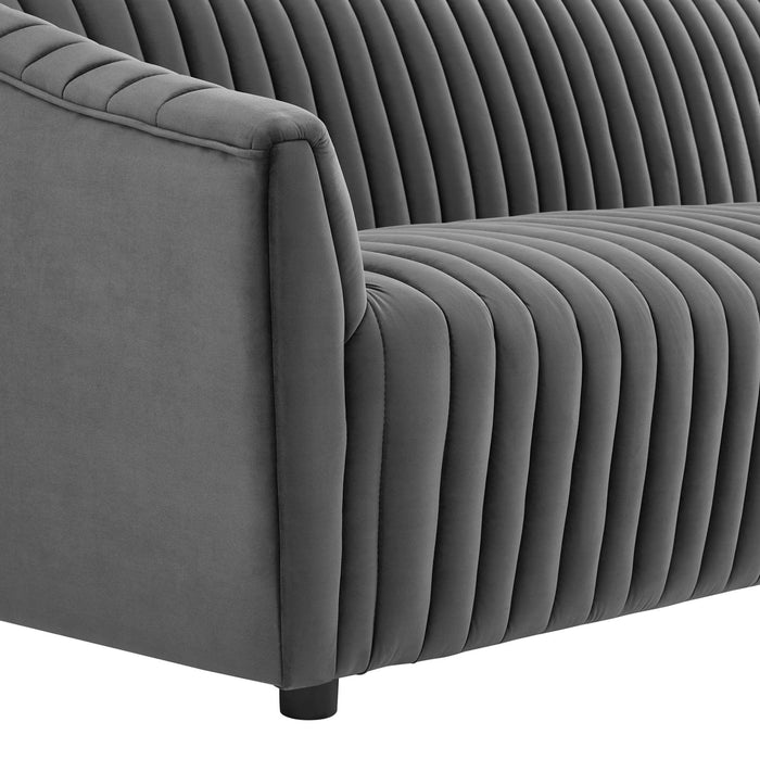 Announce Performance Velvet Channel Tufted Sofa Charcoal