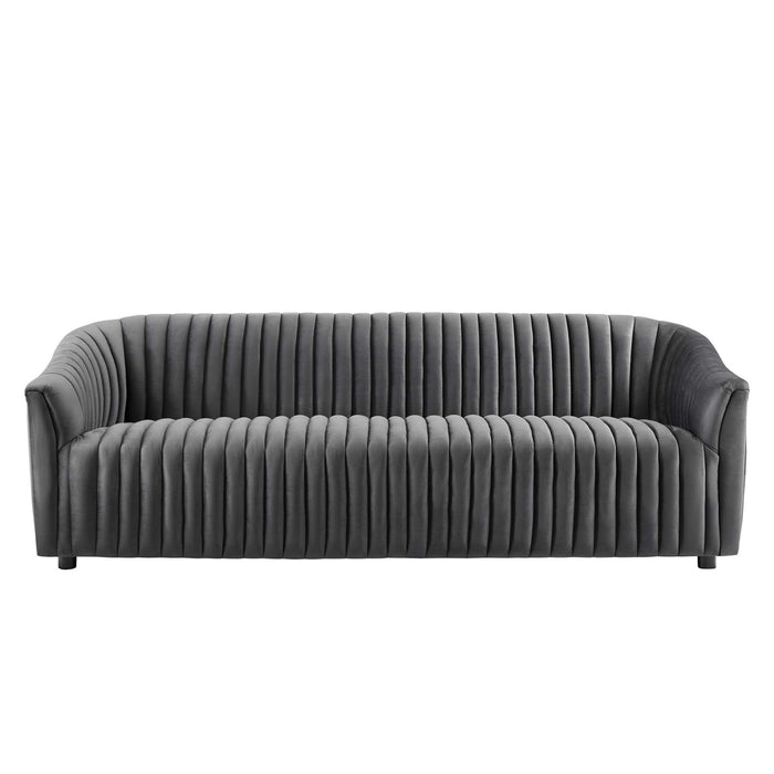 Announce Performance Velvet Channel Tufted Sofa Charcoal