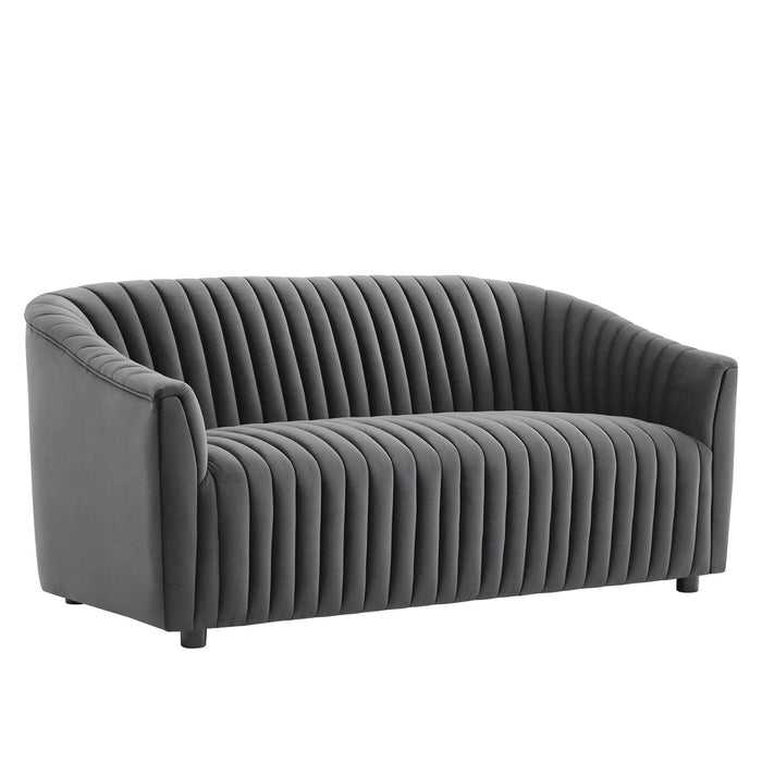 Announce Performance Velvet Channel Tufted Loveseat - alternate angle view