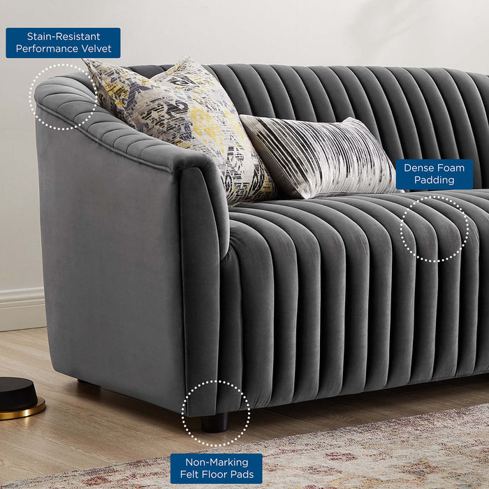 Announce Performance Velvet Channel Tufted Loveseat - in lifestyle setting