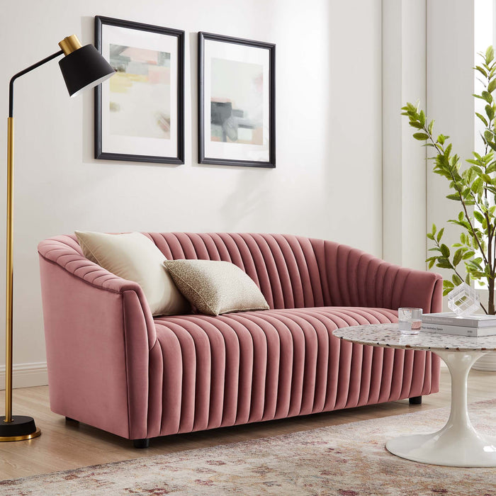 Announce Performance Velvet Channel Tufted Loveseat - view 9