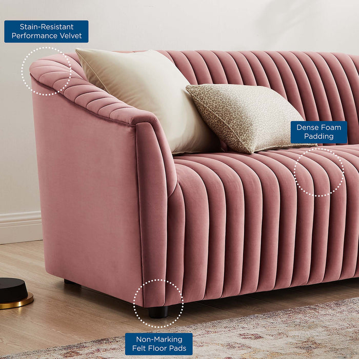 Announce Performance Velvet Channel Tufted Loveseat - view 11