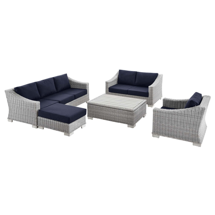 Conway 5-Piece Outdoor Patio Wicker Rattan Furniture Set outdoor patio furniture set angle view