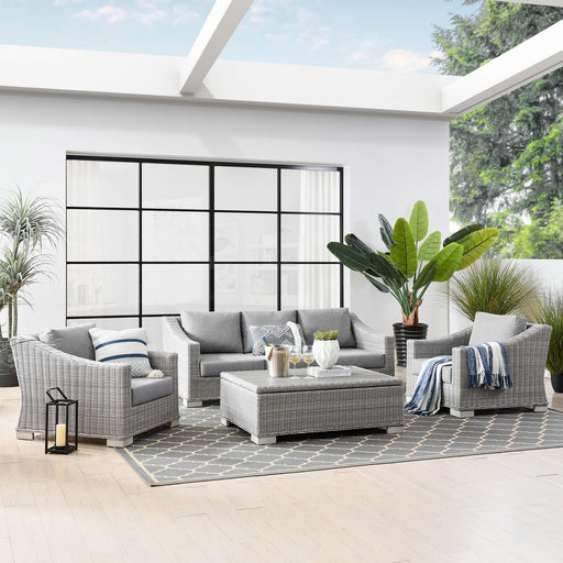 Conway 4-Piece Outdoor Patio Wicker Rattan Furniture Set by Modway - front view