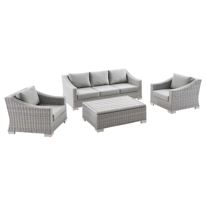 Conway 4-Piece Outdoor Patio Wicker Rattan Furniture Set by Modway - angle view