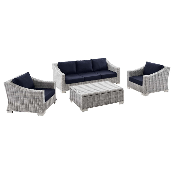 Conway 4-Piece Outdoor Patio Wicker Rattan Furniture Set outdoor patio furniture set